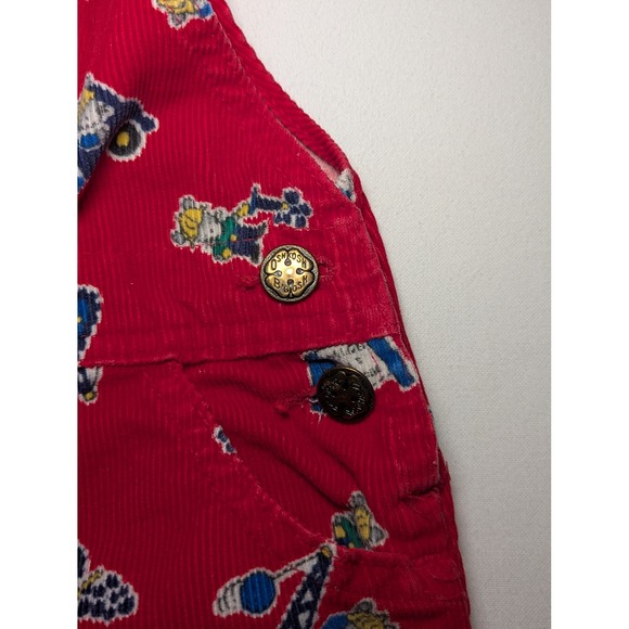 VTG OshKosh B'Gosh Red Corduroy Vestbak Mice at Work Overalls 12M Made in USA - Picture 2 of 8